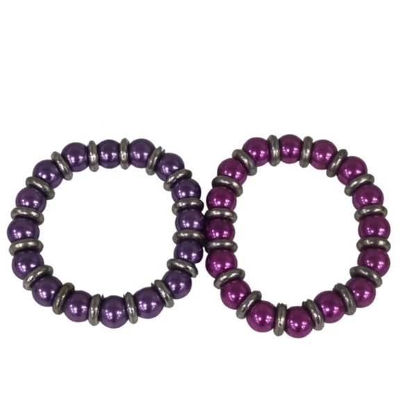 2 PCS Set Stretchy Bead Bracelets for Women | Egyptian Designer |Purple … - Picture 5 of 5